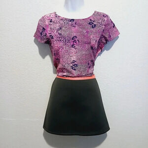 💚5/$25 Gryphon Pink & Black Keanu Silk & Neoprone Mini Dress Vintage